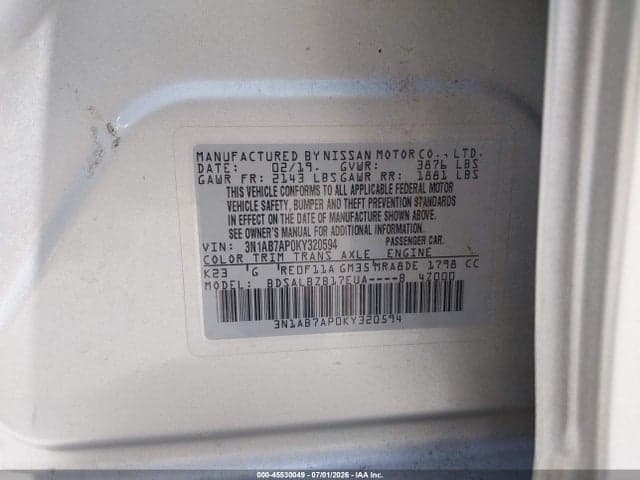 2019 NISSAN SENTRA S 9