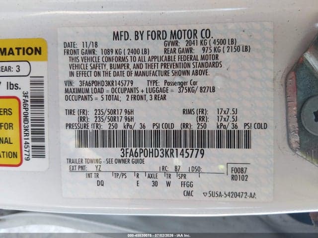 2019 FORD FUSION SE 9