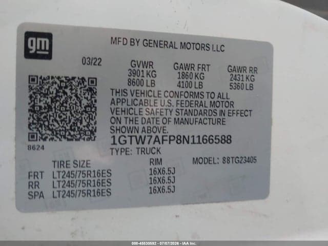 2022 GMC SAVANA CARGO RWD 2500 REGULAR WHEELBASE WORK VAN 9