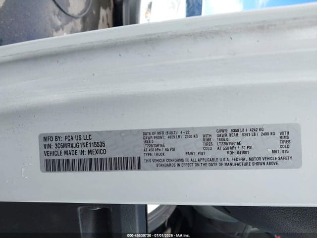 2022 RAM PROMASTER 3500 CARGO VAN HIGH ROOF 159 WB EXT 9