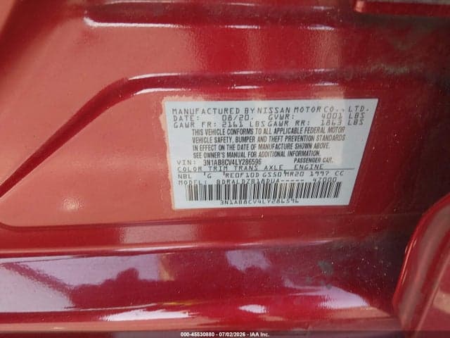 2020 NISSAN SENTRA SV XTRONIC CVT 9