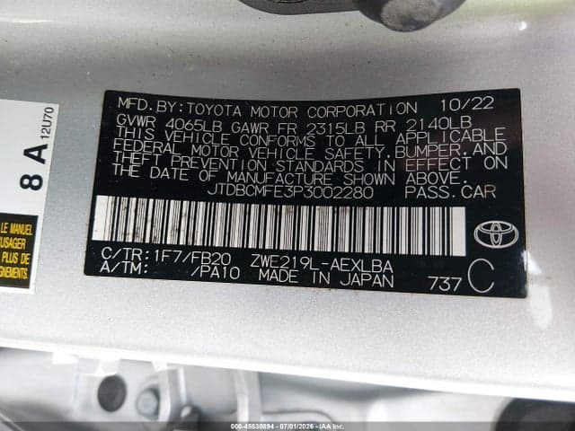 2023 TOYOTA COROLLA HYBRID LE 9