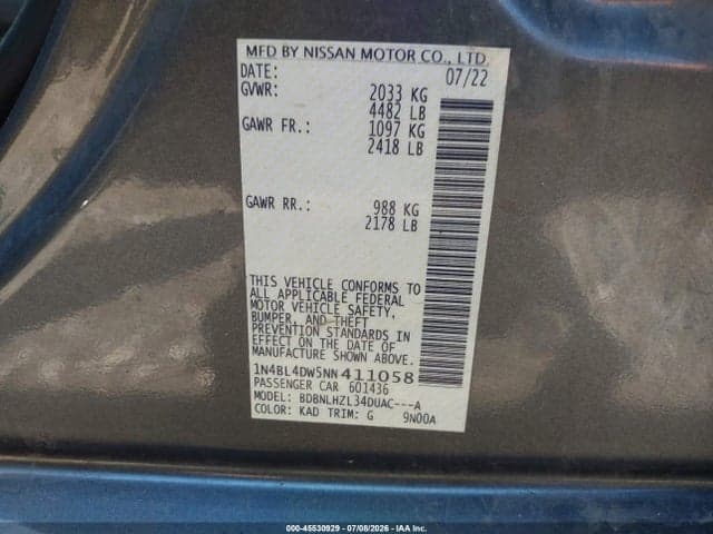 2022 NISSAN ALTIMA SV INTELLIGENT AWD 9