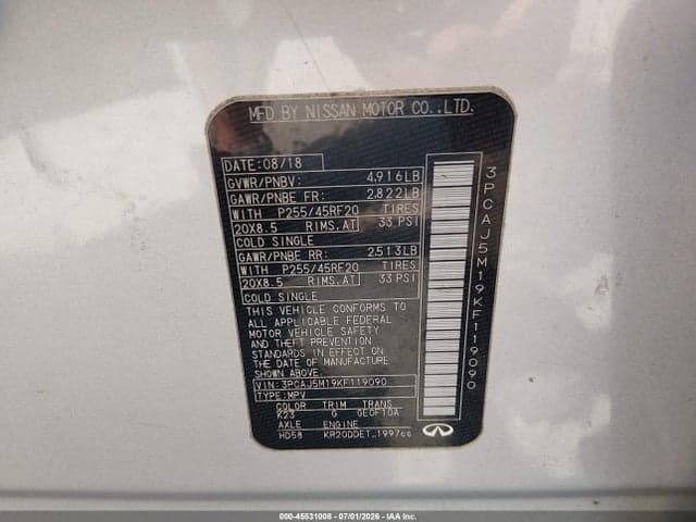 2019 INFINITI QX50 ESSENTIAL 9
