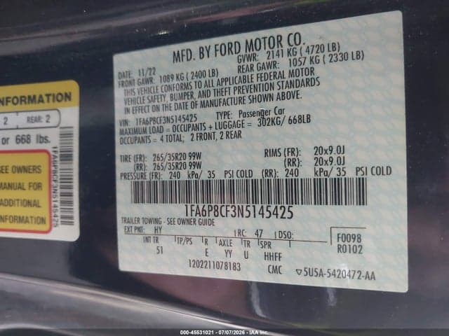 2022 FORD MUSTANG GT PREMIUM FASTBACK 9