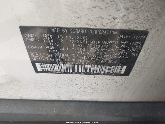 2021 SUBARU OUTBACK PREMIUM 9