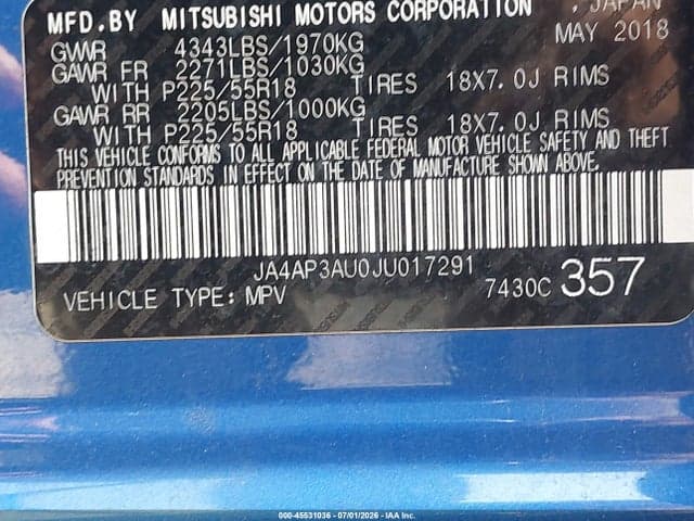 2018 MITSUBISHI OUTLANDER SPORT 2.0 ES 9