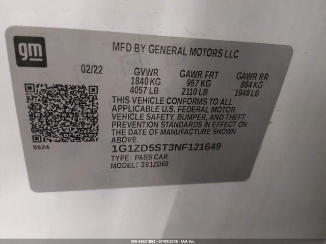 2022 CHEVROLET MALIBU FWD LT 9