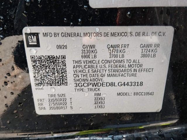 2020 CHEVROLET SILVERADO 1500 2WD SHORT BED RST 9