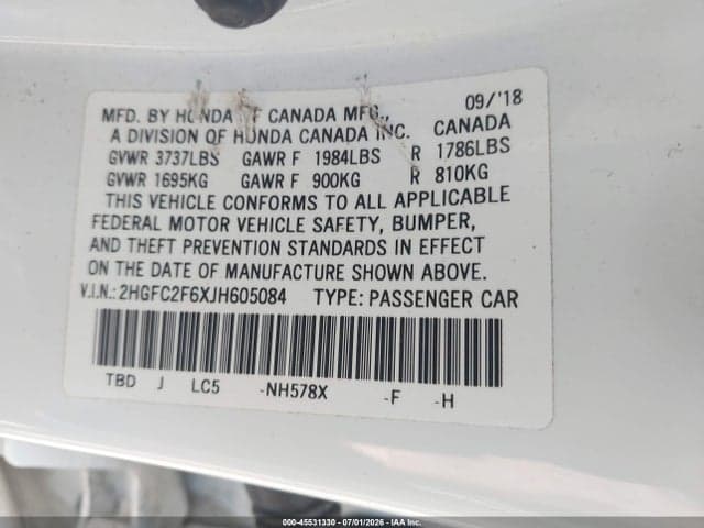 2018 HONDA CIVIC LX 9