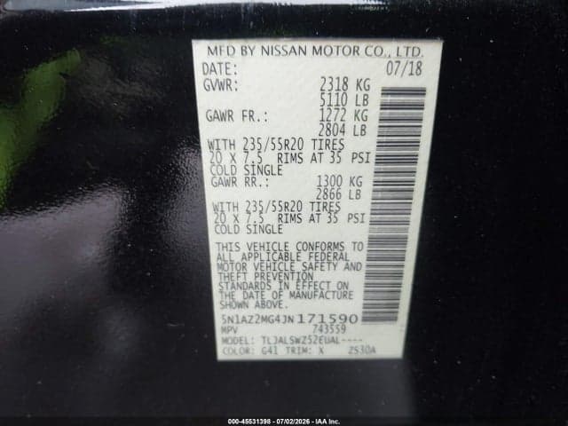 2018 NISSAN MURANO PLATINUM 9