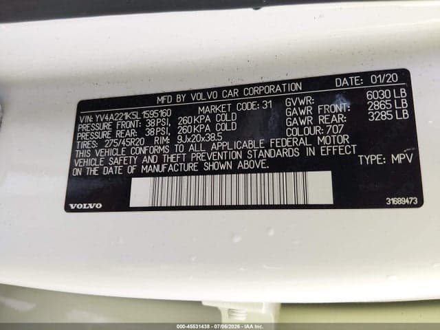 2020 VOLVO XC90 T6 MOMENTUM 6 PASSENGER 9