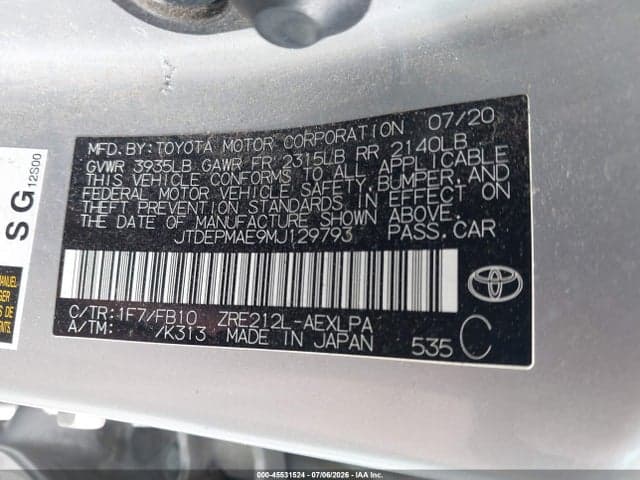 2021 TOYOTA COROLLA LE 9