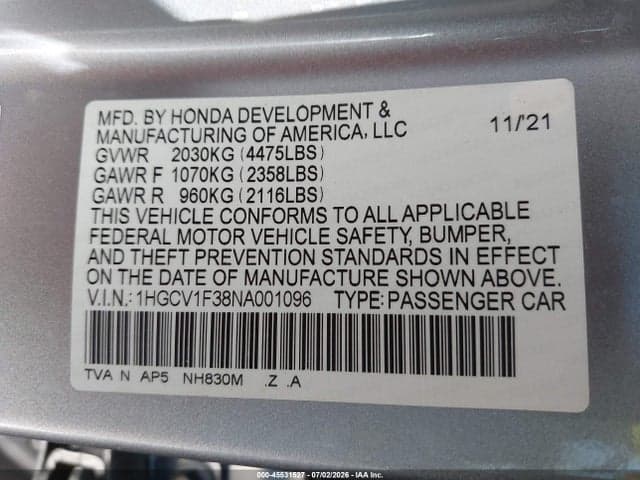 2022 HONDA ACCORD SPORT 9