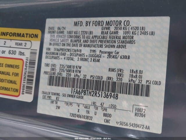 2024 FORD MUSTANG ECOBOOST FASTBACK 9