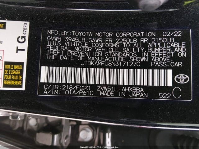 2022 TOYOTA PRIUS L 9
