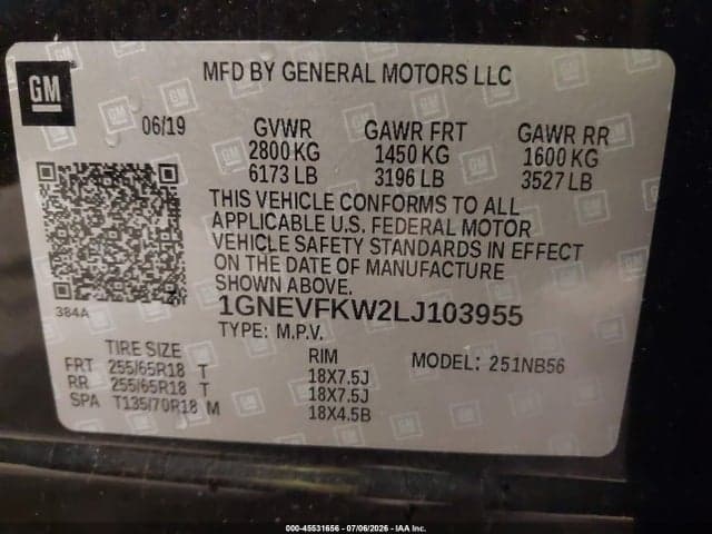 2020 CHEVROLET TRAVERSE AWD LS 9