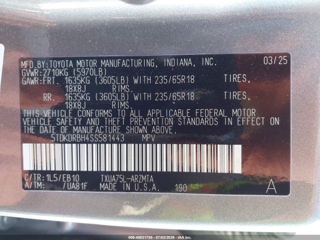 2025 TOYOTA HIGHLANDER XLE 9