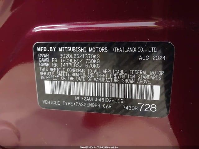 2024 MITSUBISHI MIRAGE LE 9