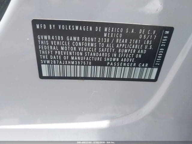2017 VOLKSWAGEN JETTA 1.4T S 9