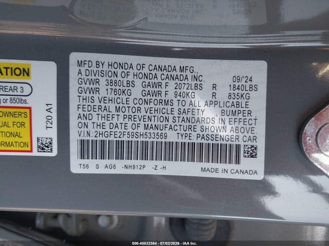 2025 HONDA CIVIC SPORT 9