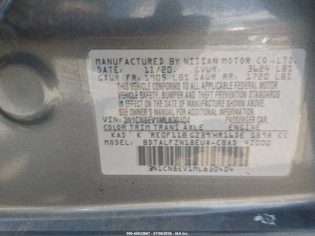 2021 NISSAN VERSA SV XTRONIC CVT 9