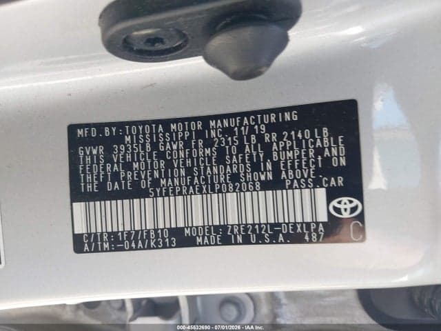 2020 TOYOTA COROLLA LE 9