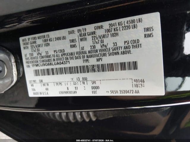 2020 FORD ESCAPE SE 9