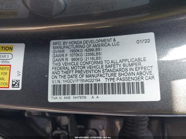 2022 HONDA ACCORD LX 9