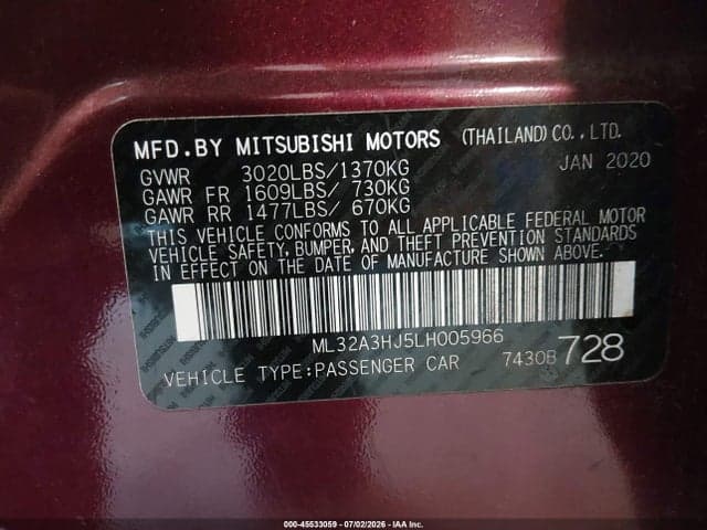 2020 MITSUBISHI MIRAGE ES/SE 9