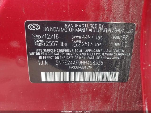 2017 HYUNDAI SONATA SE 9