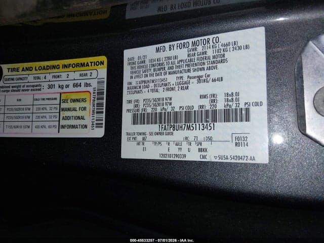 2021 FORD MUSTANG ECOBOOST /ECOBOOST PREMIUM 9