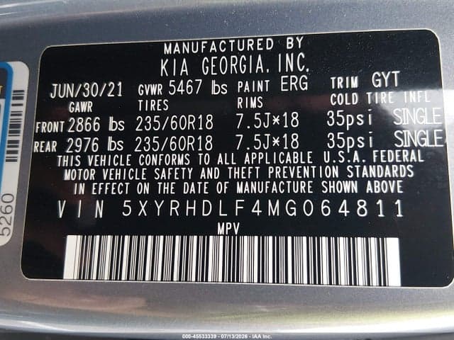 2021 KIA SORENTO EX 9