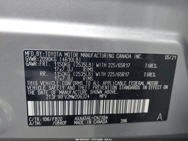 2021 TOYOTA RAV4 LE 9