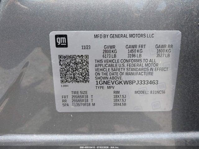 2023 CHEVROLET TRAVERSE AWD LT CLOTH 9