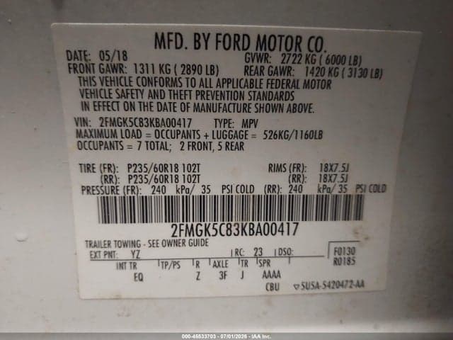 2019 FORD FLEX SEL 9