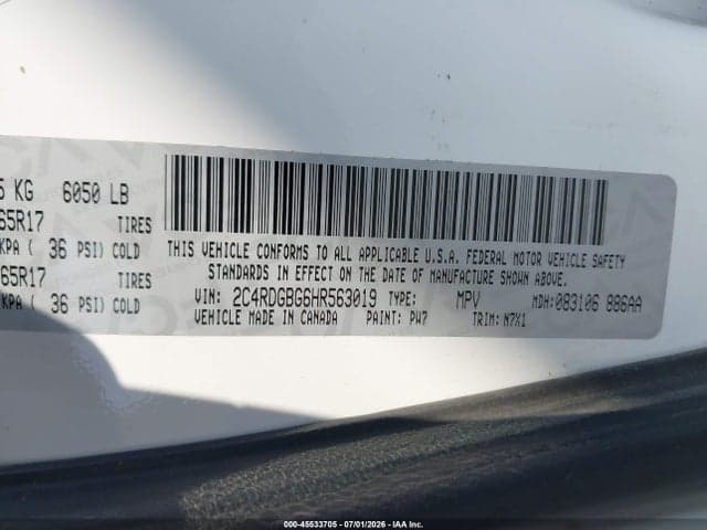2017 DODGE GRAND CARAVAN SE PLUS 9