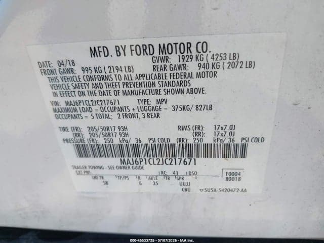 2018 FORD ECOSPORT SES 9