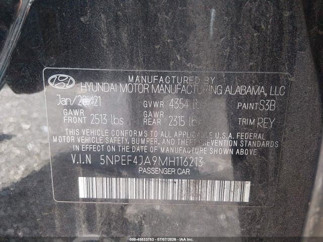 2021 HYUNDAI SONATA SEL 9