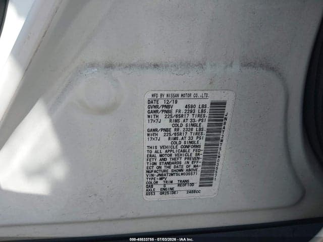 2020 NISSAN ROGUE SV FWD 9