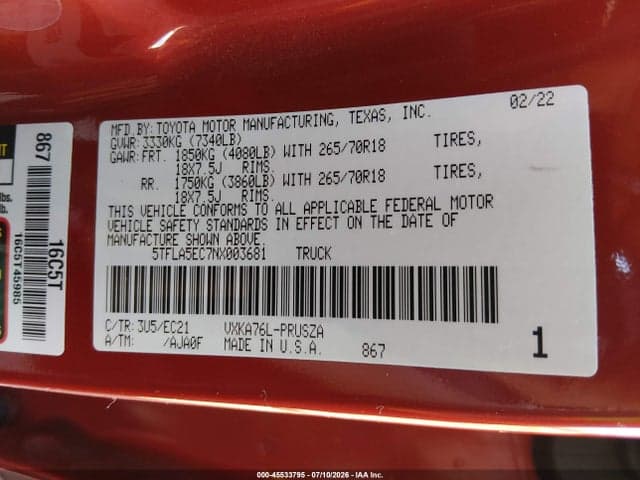2022 TOYOTA TUNDRA SR5 9