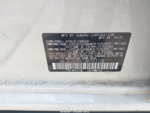 2022 SUBARU CROSSTREK SPORT 9
