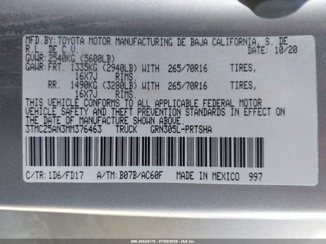 2021 TOYOTA TACOMA TRD OFF-ROAD 9