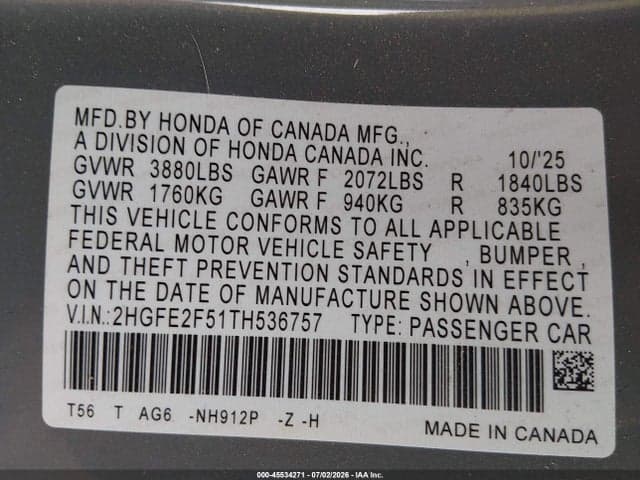 2026 HONDA CIVIC SPORT 9