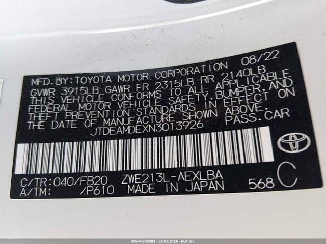 2022 TOYOTA COROLLA HYBRID LE 9