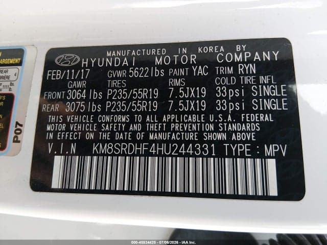 2017 HYUNDAI SANTA FE LIMITED ULTIMATE 9