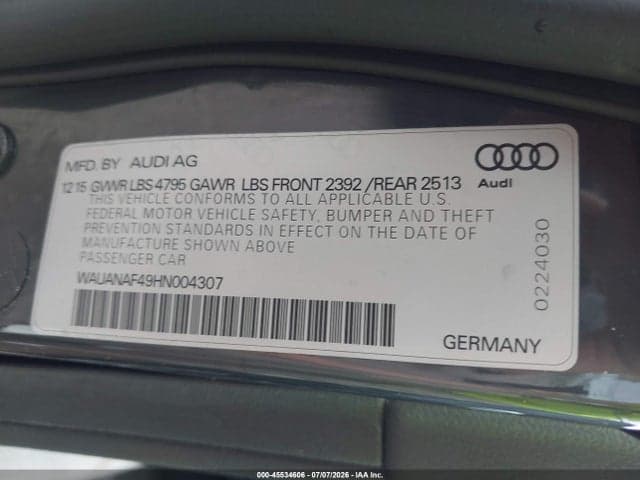 2017 AUDI A4 PREMIUM 9