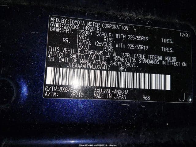 2021 TOYOTA VENZA XLE 9