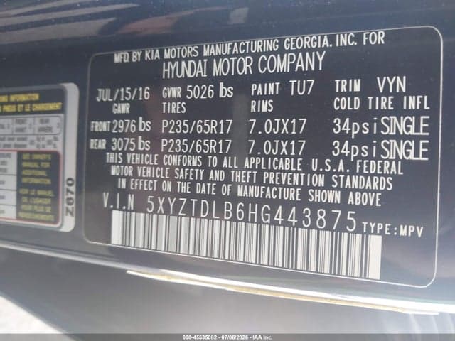2017 HYUNDAI SANTA FE SPORT 2.4L 9