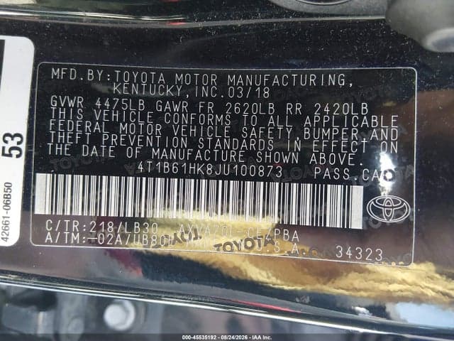 2018 TOYOTA CAMRY 9
